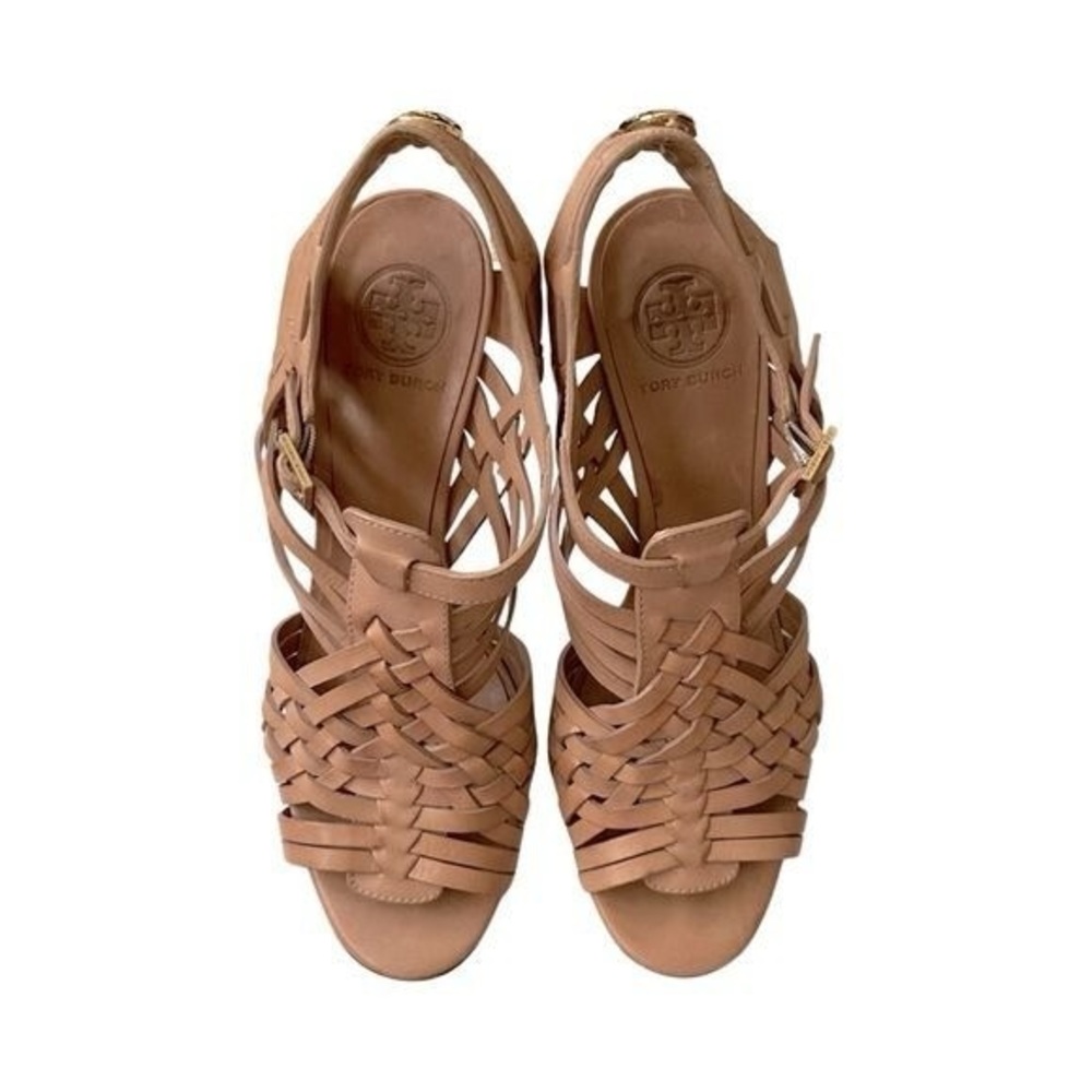 Tory Burch Nadia Huarache Leather Sandal Royal Tan Size 9.5 MSRP $325 - Picture 3 of 12